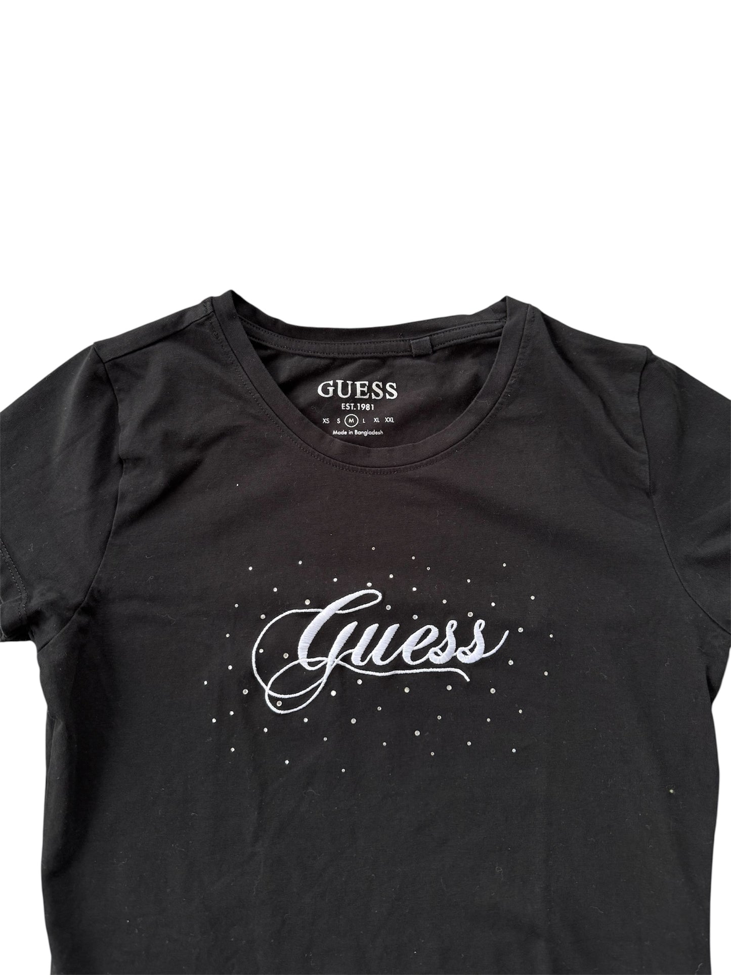 Guess Top Schwarz mit Glitzersteinen (S)