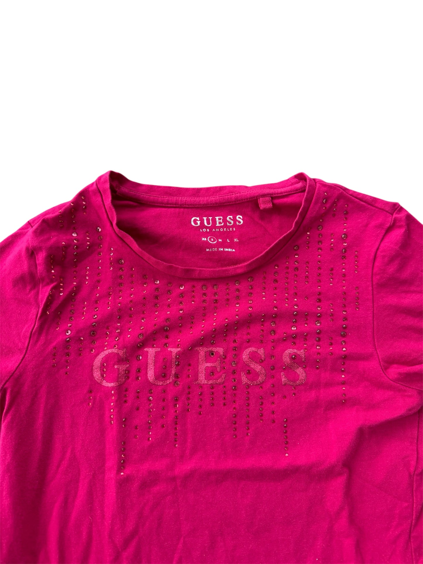 Guess Top Pink mit Glitzersteinen (S)
